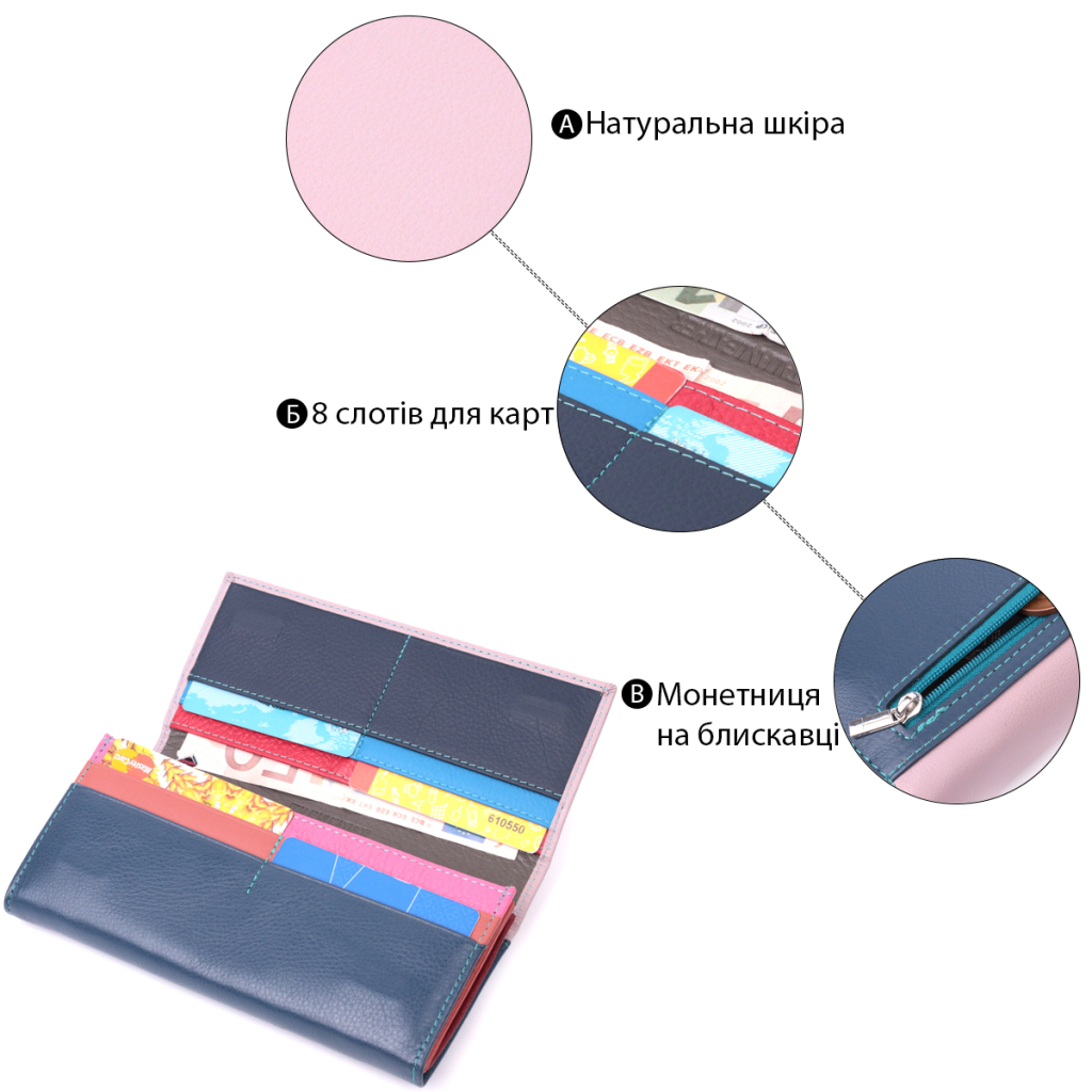 Гаманець ST Leather З натуральної шкіри Різнобарвний (22521) - зображення 4