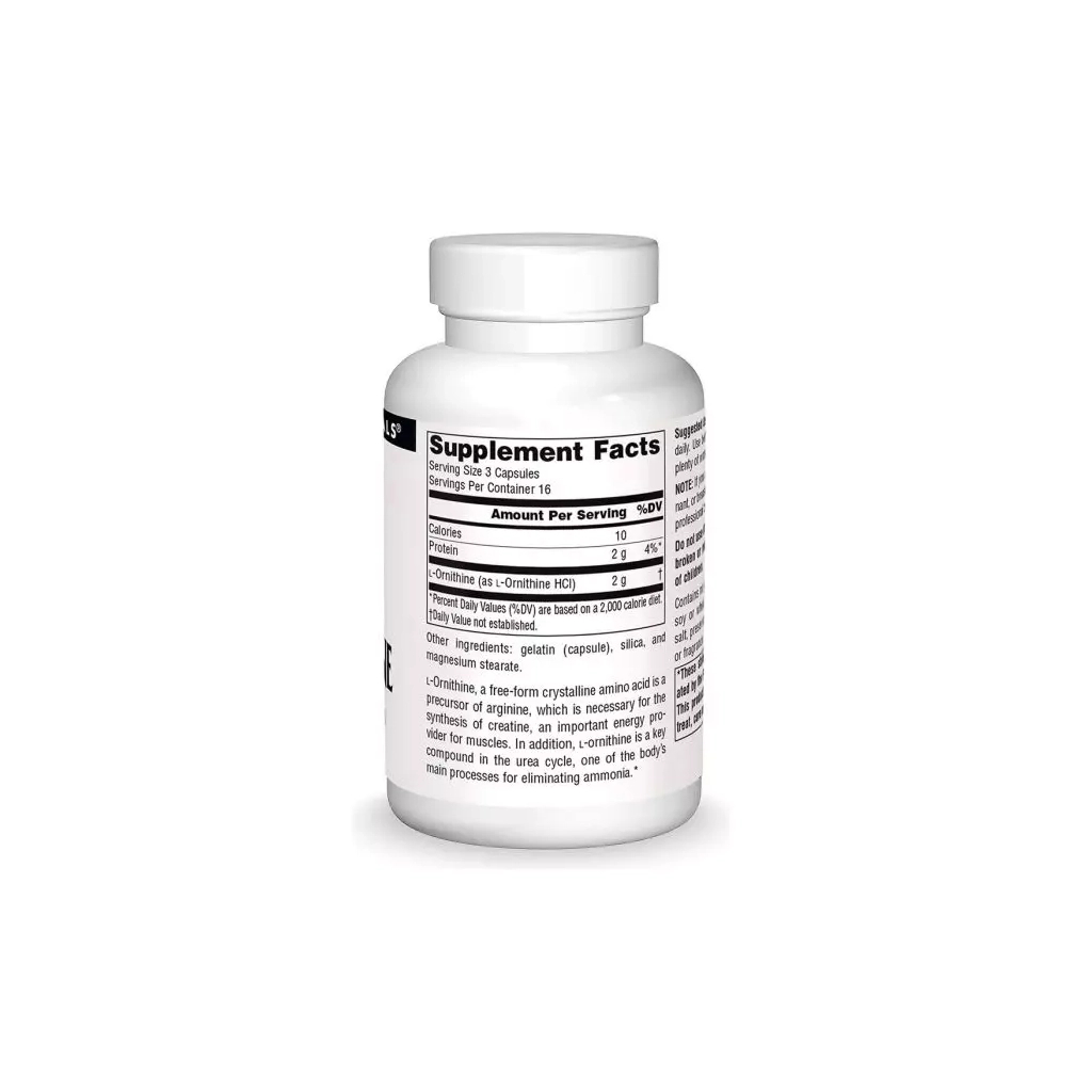 Амінокислота Source Naturals Орнітин, 667 мг, L-Ornithine, 50 капсул (SN1641) - зображення 2