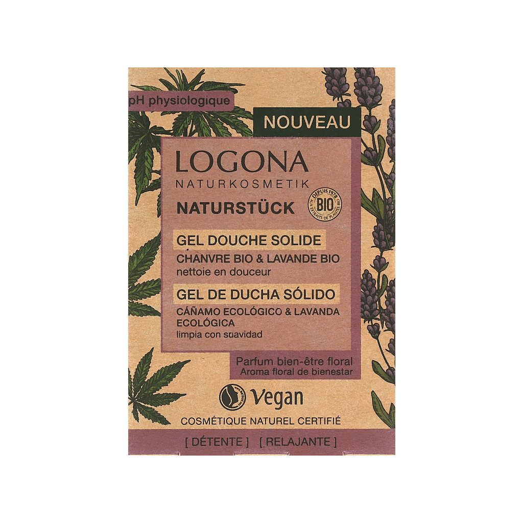Гель для душу Logona твердий Релаксація з коноплями й лавандою 60 г (4055297147279) - зображення 1