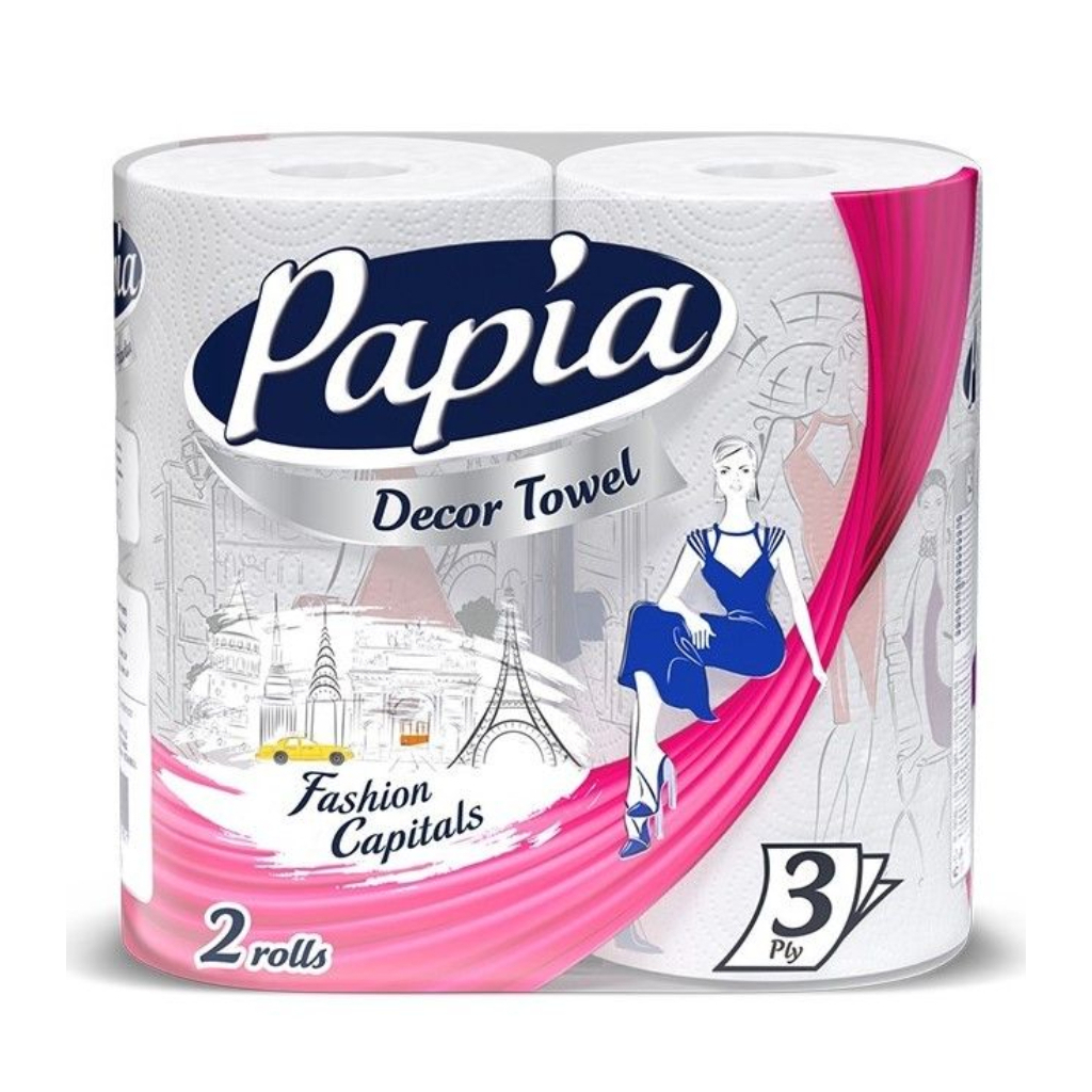Паперові рушники Papia Decor 3 шари 2 рулони (8690536019021) - зображення 1