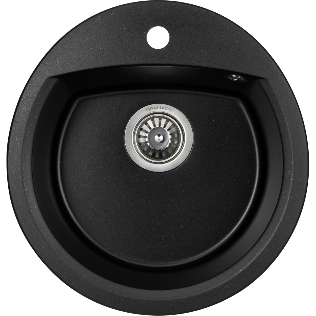 Мийка кухонна GRANADO RONDA black shine з сифоном (470*490mm.) (gr2201) - зображення 1