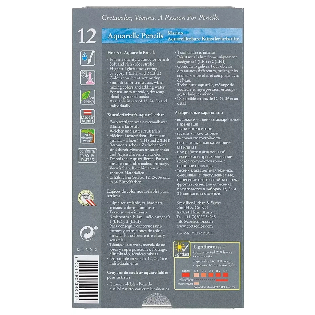 Олівці кольорові Cretacolor Marino акварельні 12 кольорів (9002592240124) - изображение 4