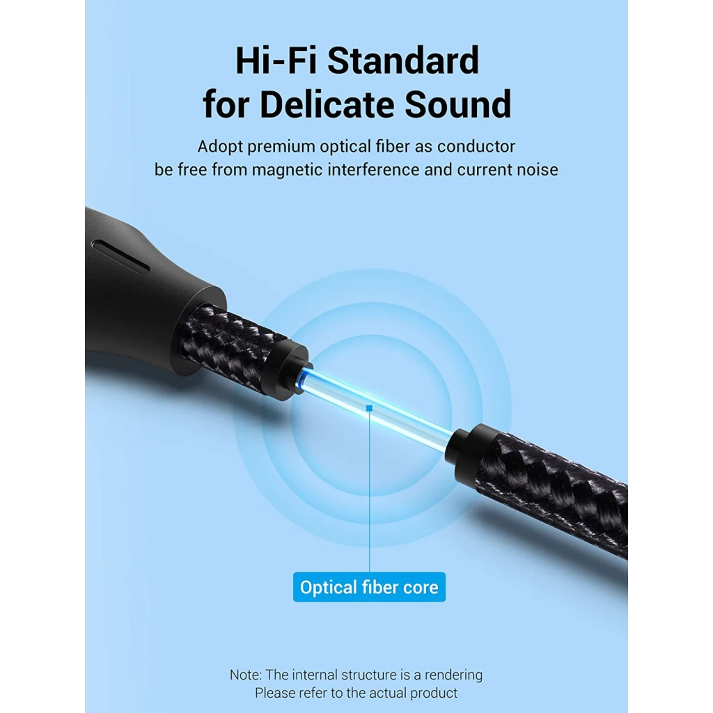 Кабель мультимедійний Optical Fiber Audio Cable Aluminum Alloy Type 1M Gray VENTION (BAVHF) - зображення 5