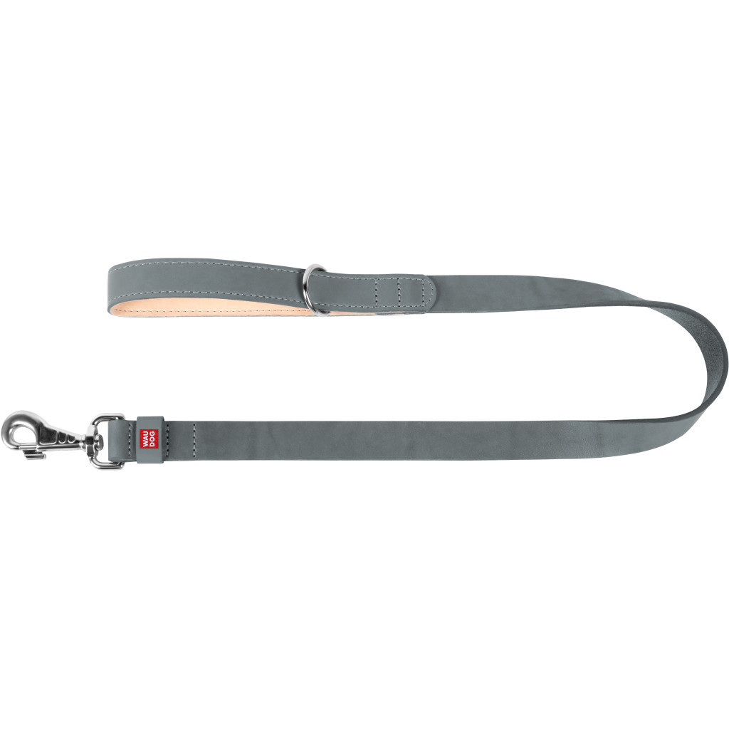 Повідець для собак WAUDOG Classic шкіряний Ш 25 мм Д 122 см сірий (081511) - зображення 2