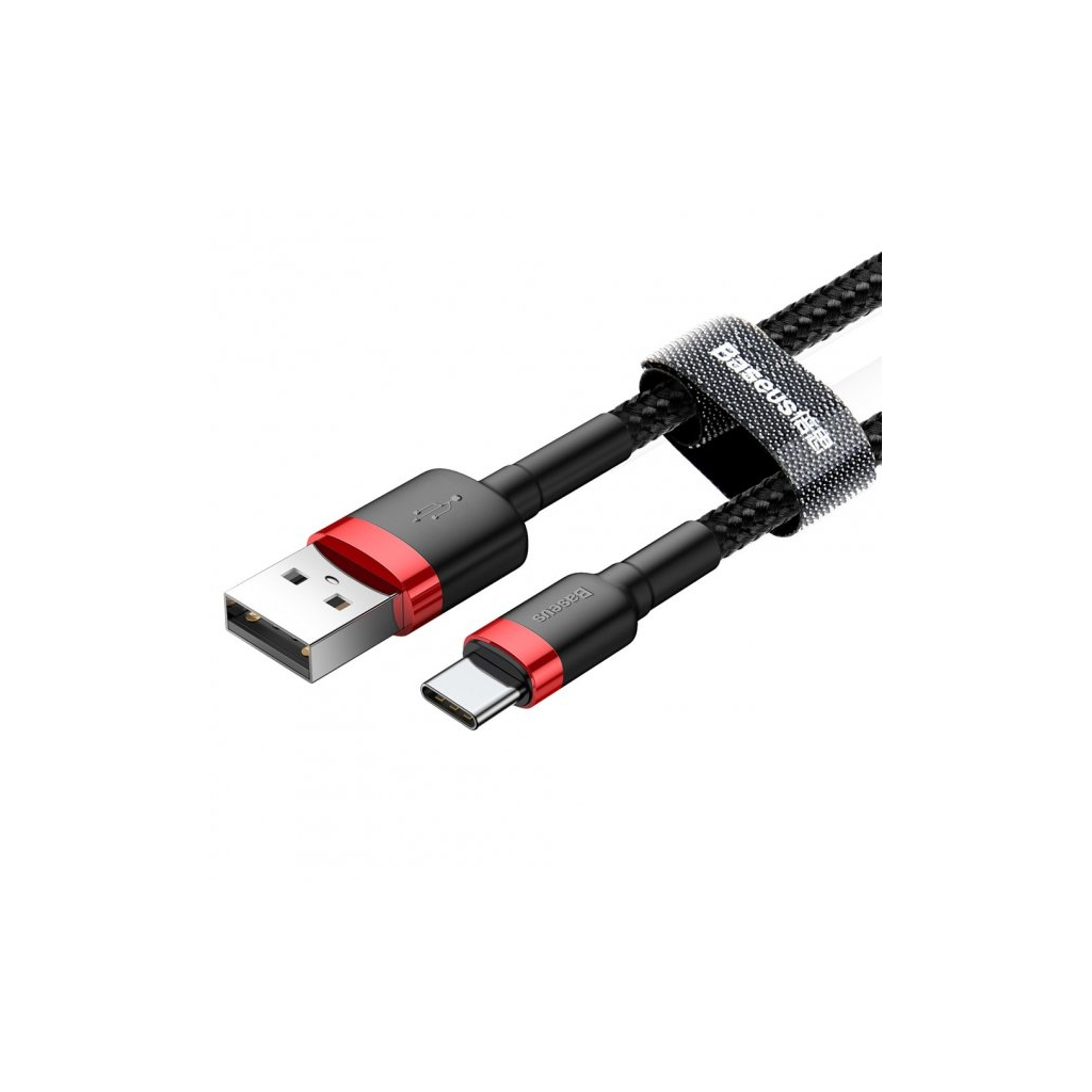Дата кабель USB 2.0 AM to USB-C 2.0m 2A red-black Baseus (CATKLF-C91) - зображення 4
