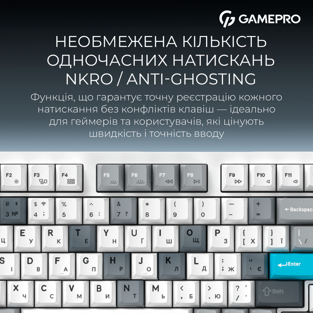 Клавіатура GamePro Asgard Drakkar Keychron Super Red Switch Wireless/Bluetooth/USB UA White (MK305WH) - изображение 17