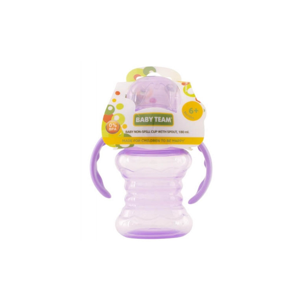 Поїльник-непроливайка Baby Team зі спаутом і ручками 180 мл (5022_фіолетовий) - зображення 2