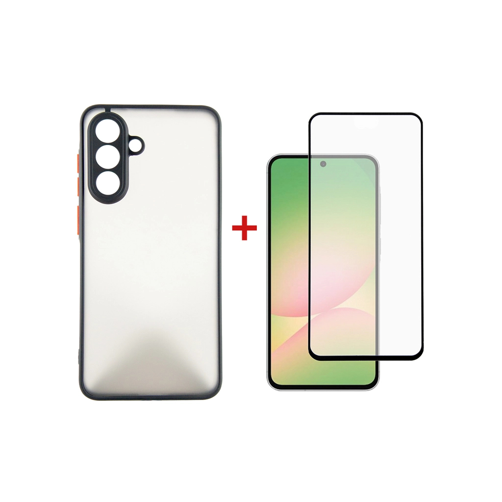 Чохол до мобільного телефона Dengos Kit Samsung Galaxy A56 Matte + glass (Black) (DG-KM-141) - зображення 1