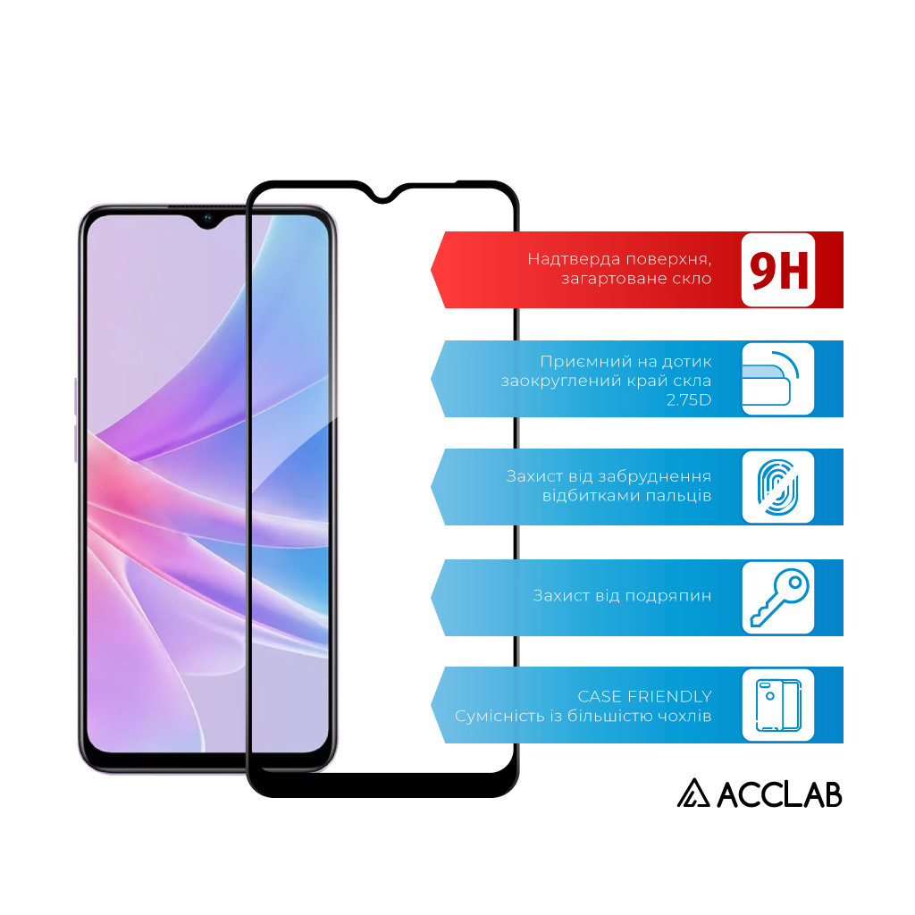 Скло захисне ACCLAB Full Glue Oppo A58 (1283126565144) - зображення 3