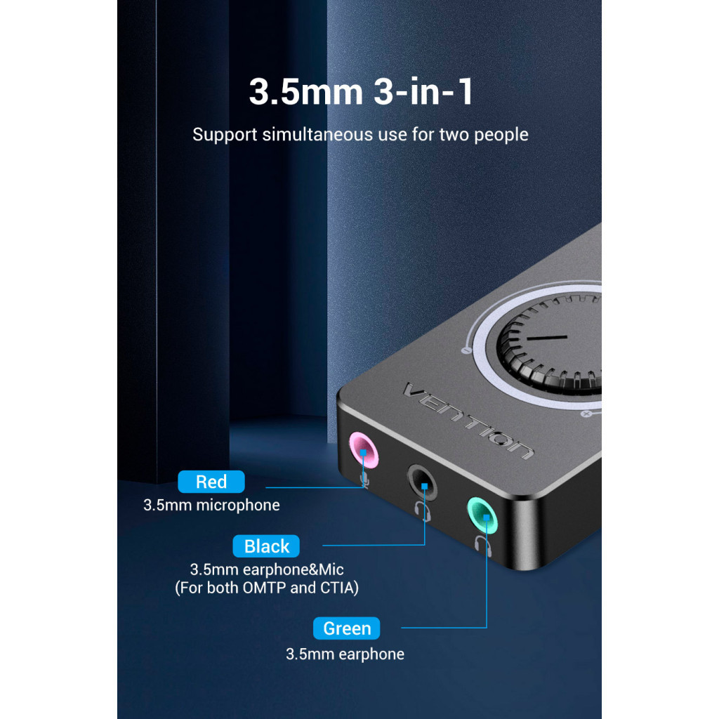 Звукова плата Vention Audio USB 3х3,5mm jack 0.15m Volume Control (CDRBB) - зображення 5