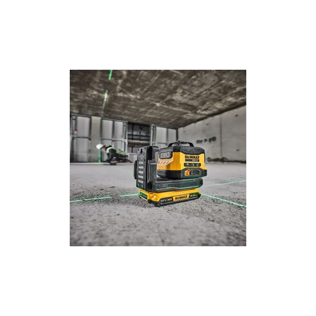 Лазерний нівелір DeWALT 18В XR Li-Ion, зелений промінь, 2Ah, ЗУ, кейс (DCLE34031D1) - изображение 2