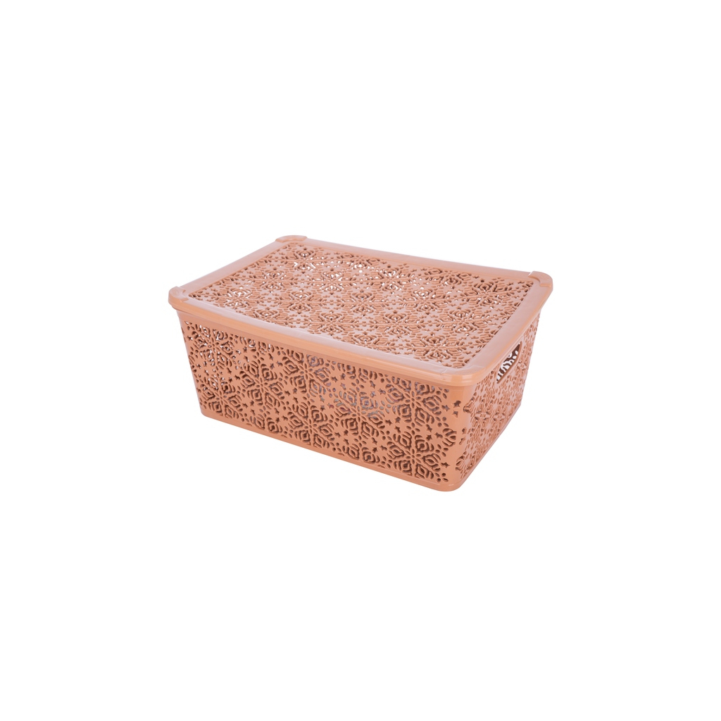 Кошик для зберігання Violet House 0404 №2 Ажур з кришкою Cream 14 л (0404 №2 Ажур CR з/кр. 14 л) - зображення 1