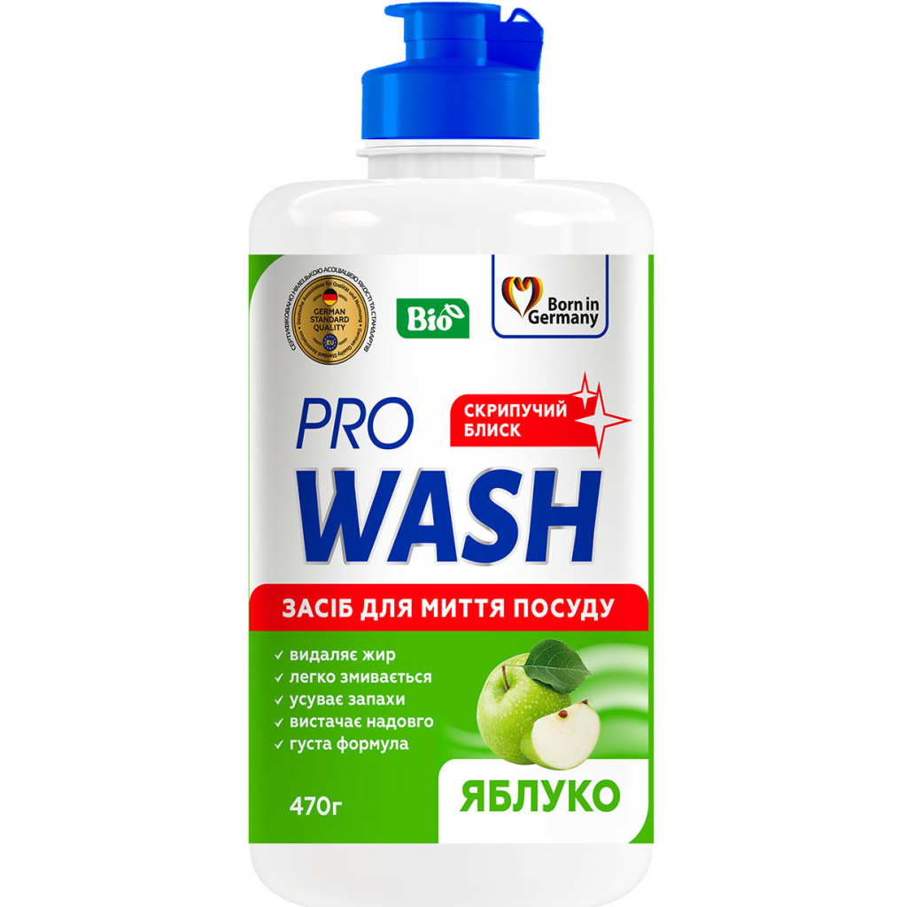 Засіб для ручного миття посуду Pro Wash Яблуко 470 г (4260637723895) - зображення 1