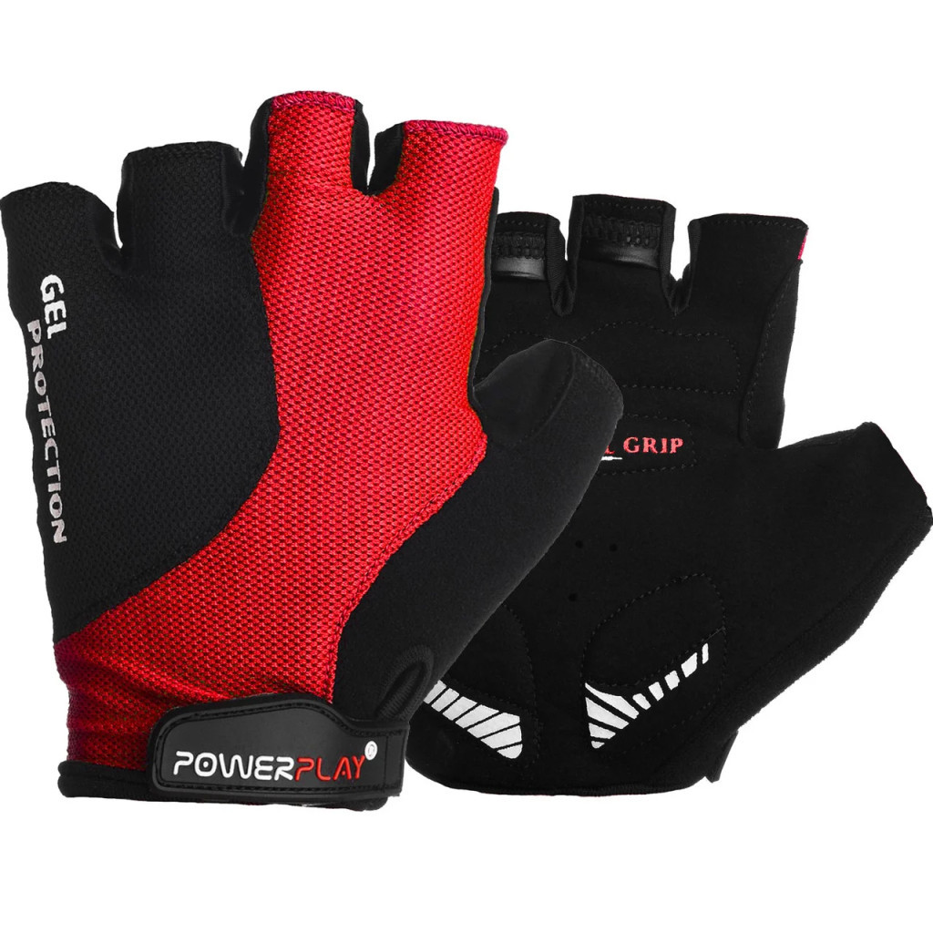 Велорукавиці PowerPlay 5028 Black/Red M (5028C_M_Red) - зображення 1
