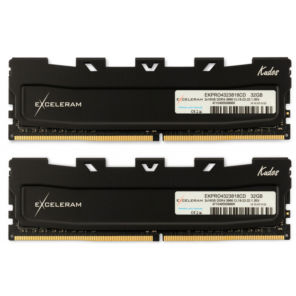 Модуль пам'яті для комп'ютера DDR4 32GB (2x16GB) 3866 MHz Black Kudos PRO eXceleram (EKPRO4323818CD) - зображення 1