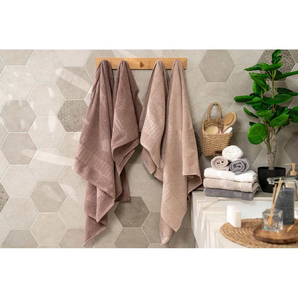 Рушник Ardesto набір махрових Lotus 2 шт 50х90 см індіго, 70х140см, 100% бавовна, какао (ART2357CA) - изображение 3