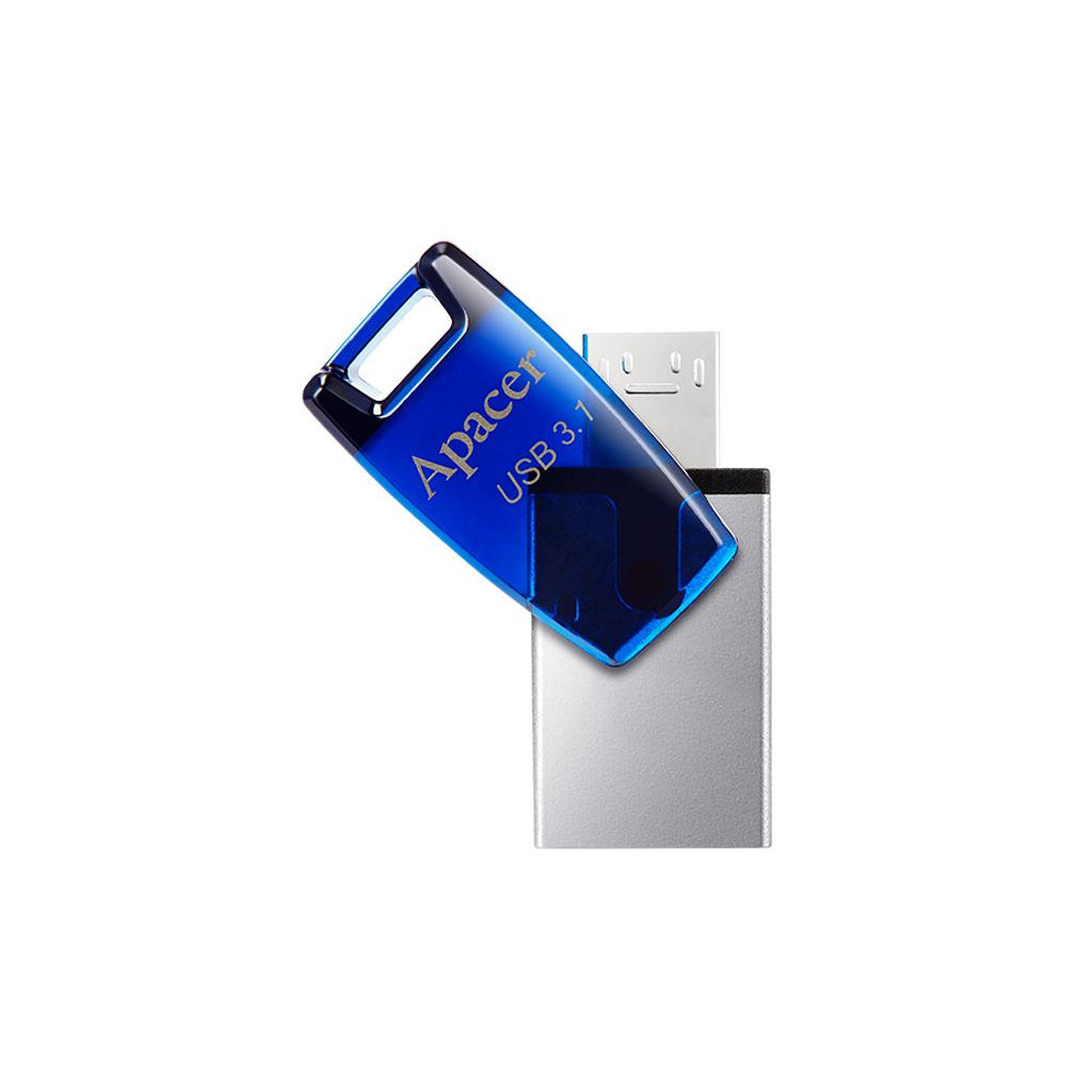 USB флеш накопичувач Apacer 8GB AH179 Blue USB 3.1 OTG (AP8GAH179U-1) - зображення 2