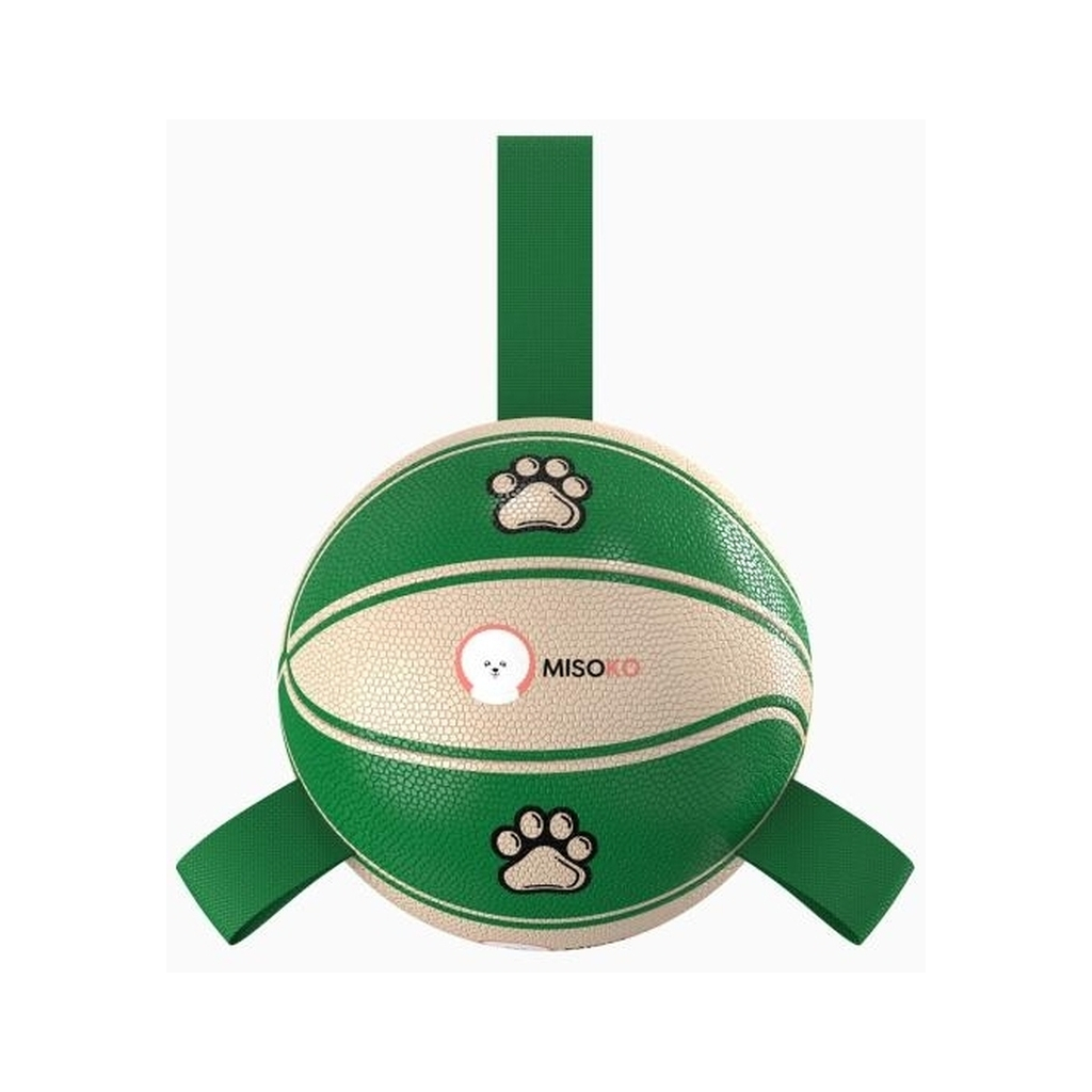 Іграшка для собак MISOKO&CO М'яч надувний у формі баскетбольного м'яча білий з зеленим 18.5 см (KINMSK70113) - зображення 1