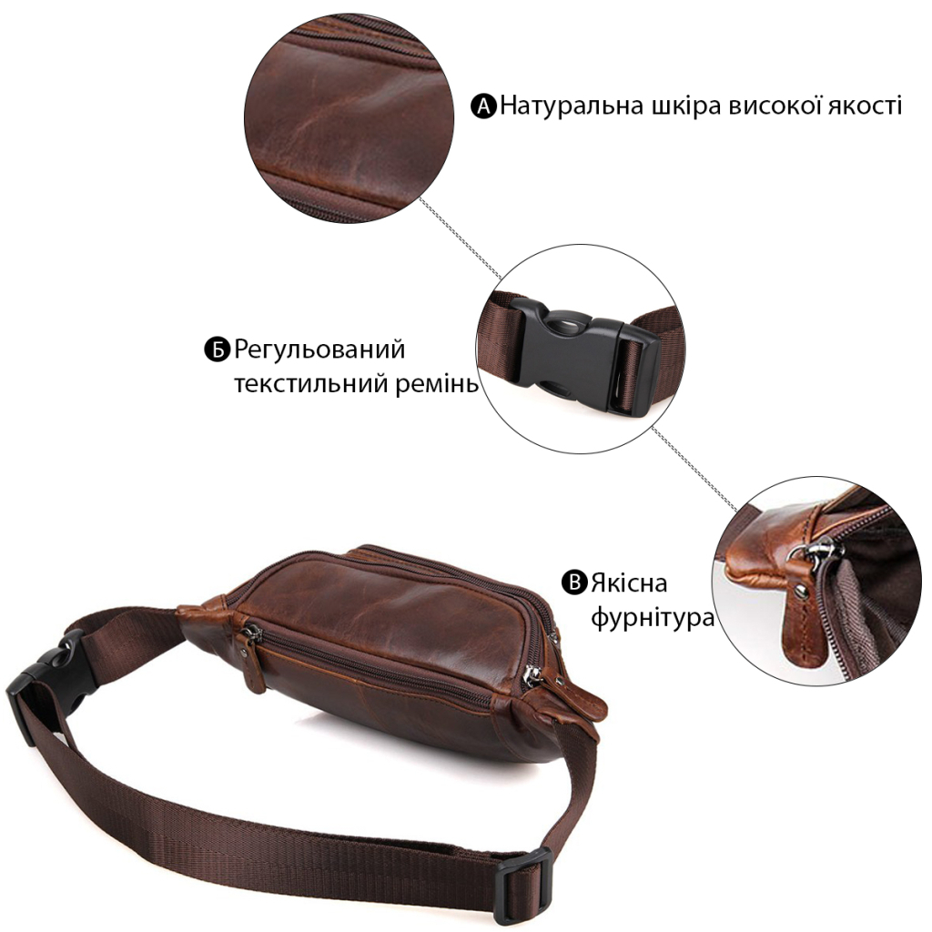 Сумка Vintage Поясна Коричнева (14422) - зображення 4