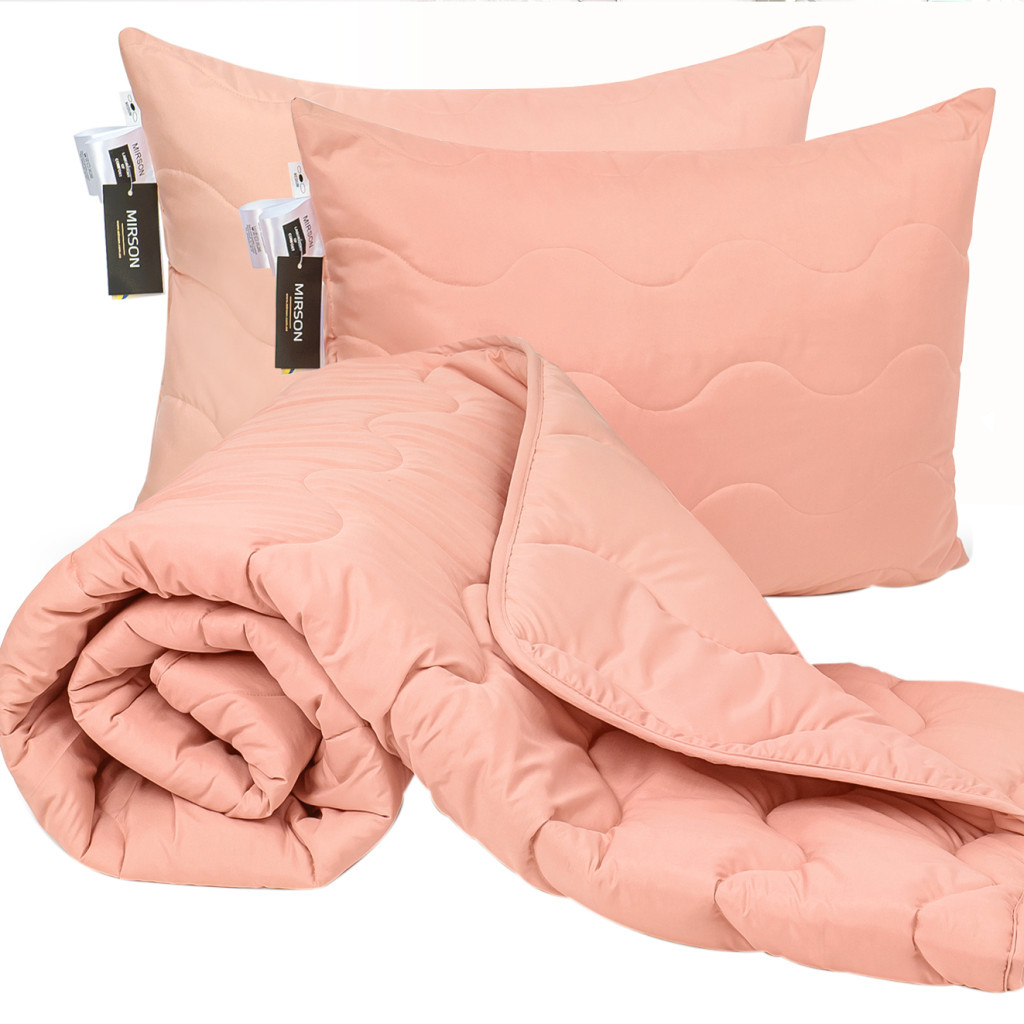 Ковдра MirSon Набір бавовняний Всесезонний №1748 Eco Light Coral Ковдра 200x220+2 подушки 50x70 середні (2200003710809) - изображение 1