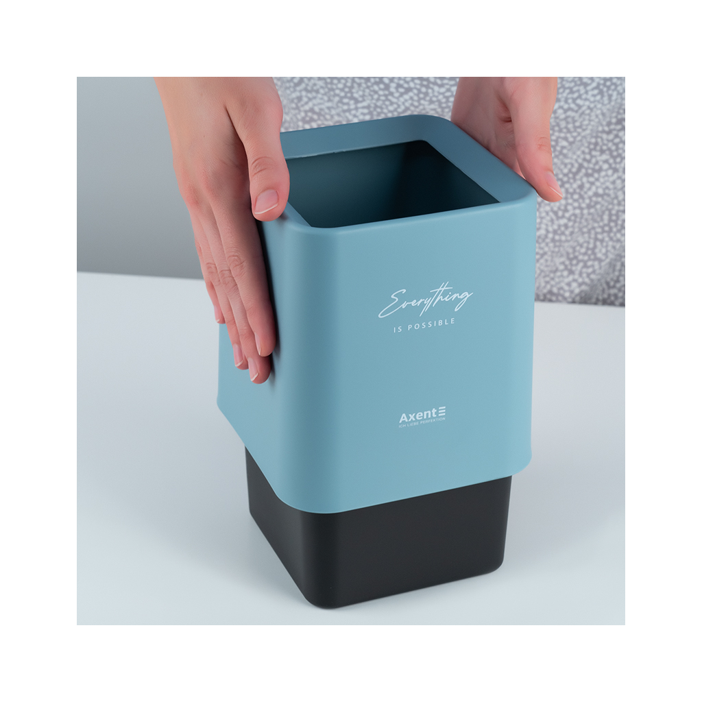Кошик для паперів Axent Настільний контейнер для сміття, квадратний, блакитний (2132-07-A) - изображение 5