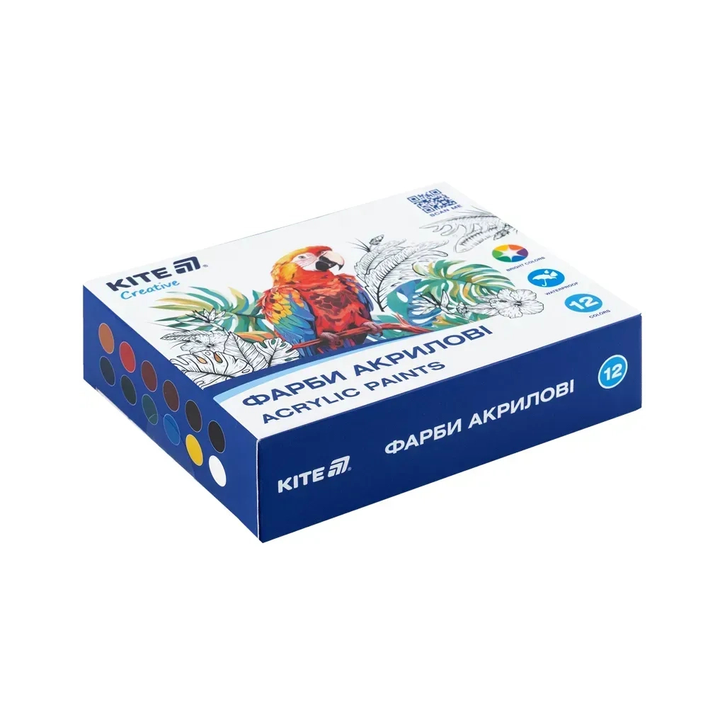 Акрилові фарби Kite Creative 12 кольорів, 20 мл (K-275) - изображение 1