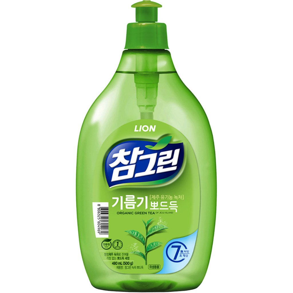 Засіб для ручного миття посуду Lion Chamgreen Зелений чай 480 мл (8806325604969) - зображення 1