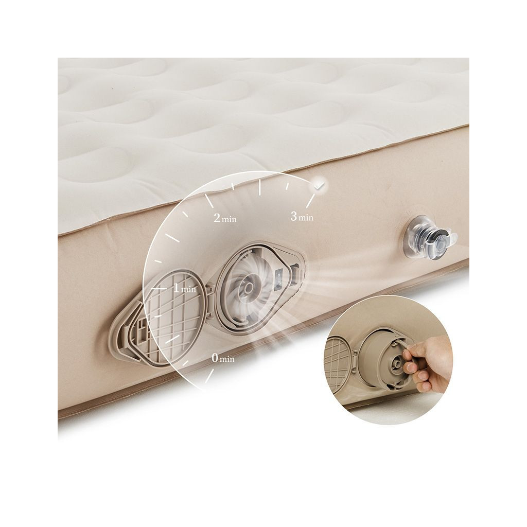 Матрац надувний Naturehike CNH22DZ024 з помпою 206 х 187 см бежевий (6975641887041) - зображення 2