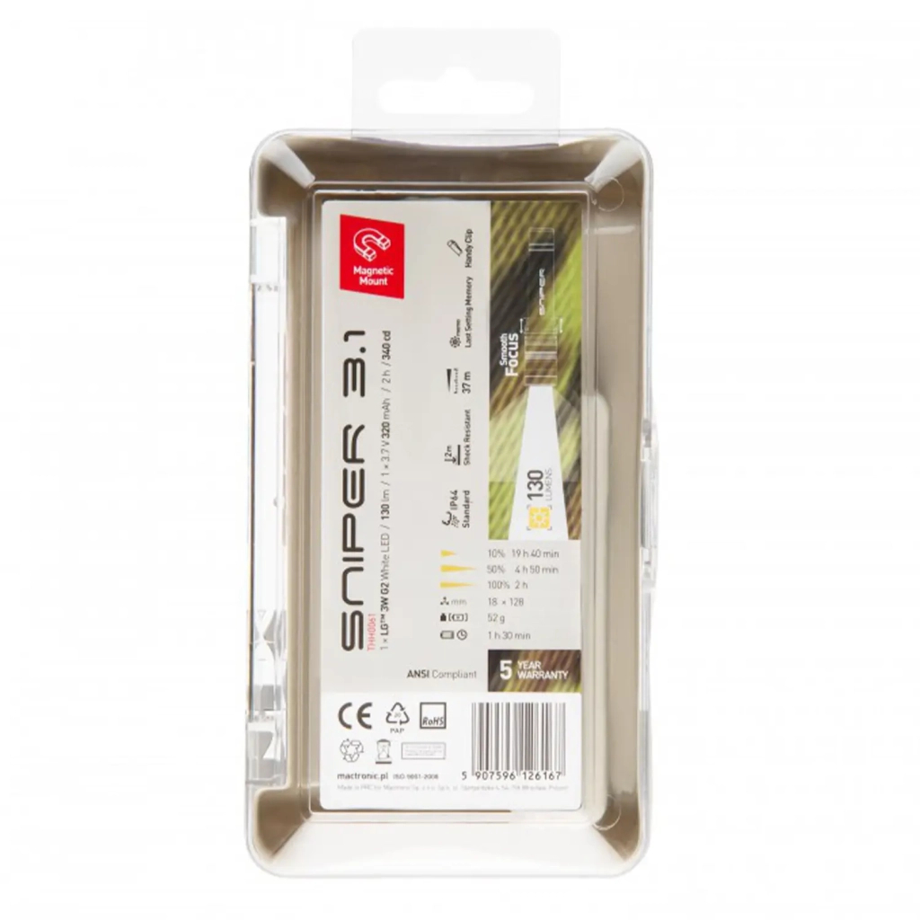Ліхтар Mactronic Sniper 3.1 (130 Lm) USB Rechargeable Magnetic (THH0061) - зображення 8