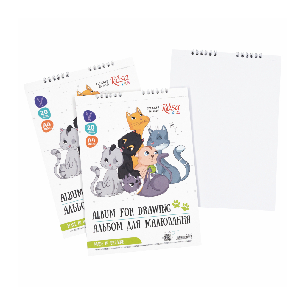 Альбом для малювання Rosa Kids на спіралі Cats Friendship А4 20 аркушів (4823098542971) - зображення 2