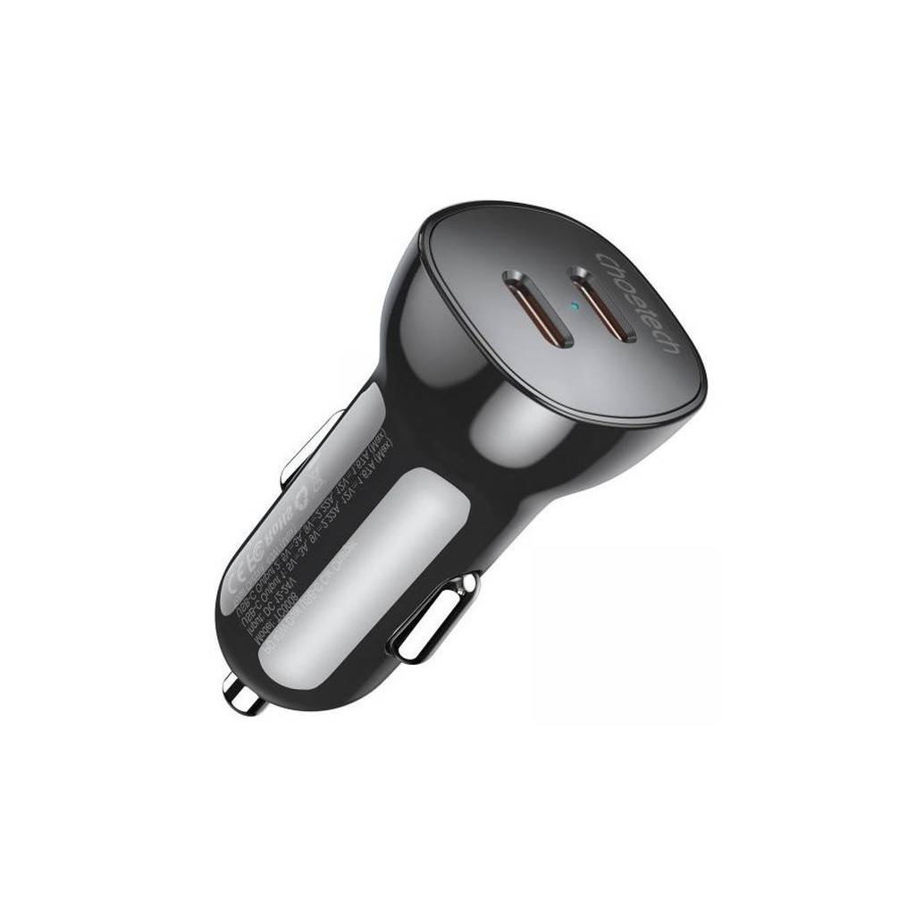 Зарядний пристрій Choetech car 2хUSB-C 40W PD black (TC0008-BK) - зображення 1