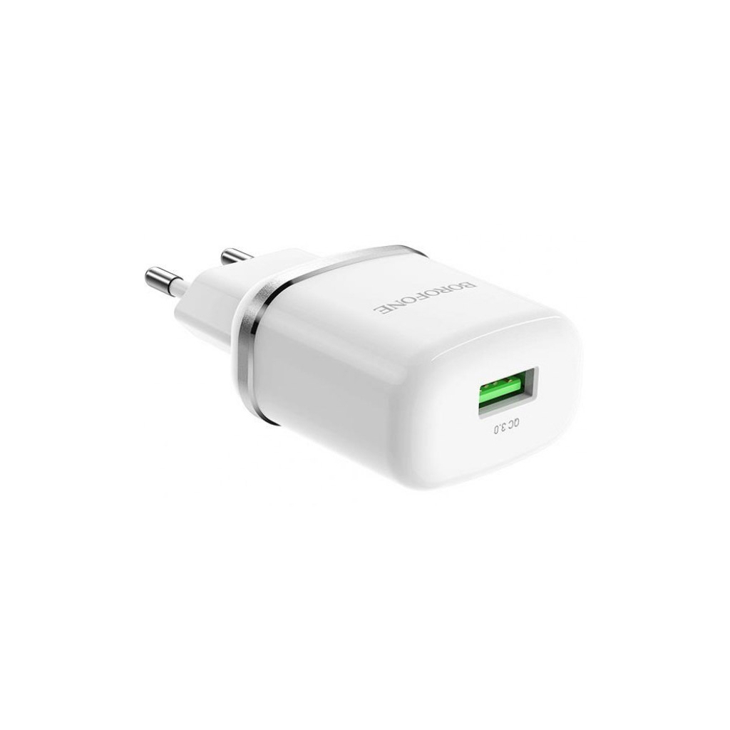 Зарядний пристрій BOROFONE BA36A High speed single port QC3.0 charger set White (BA36AW) - зображення 2
