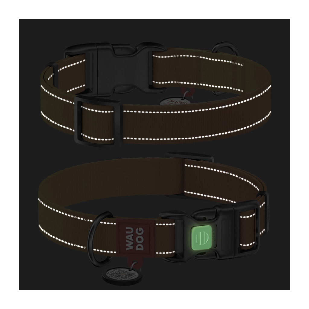 Нашийник для тварин WAUDOG Nylon Mono з QR паспортом, пластиковий фастекс M помаранчевий (52104) - зображення 5