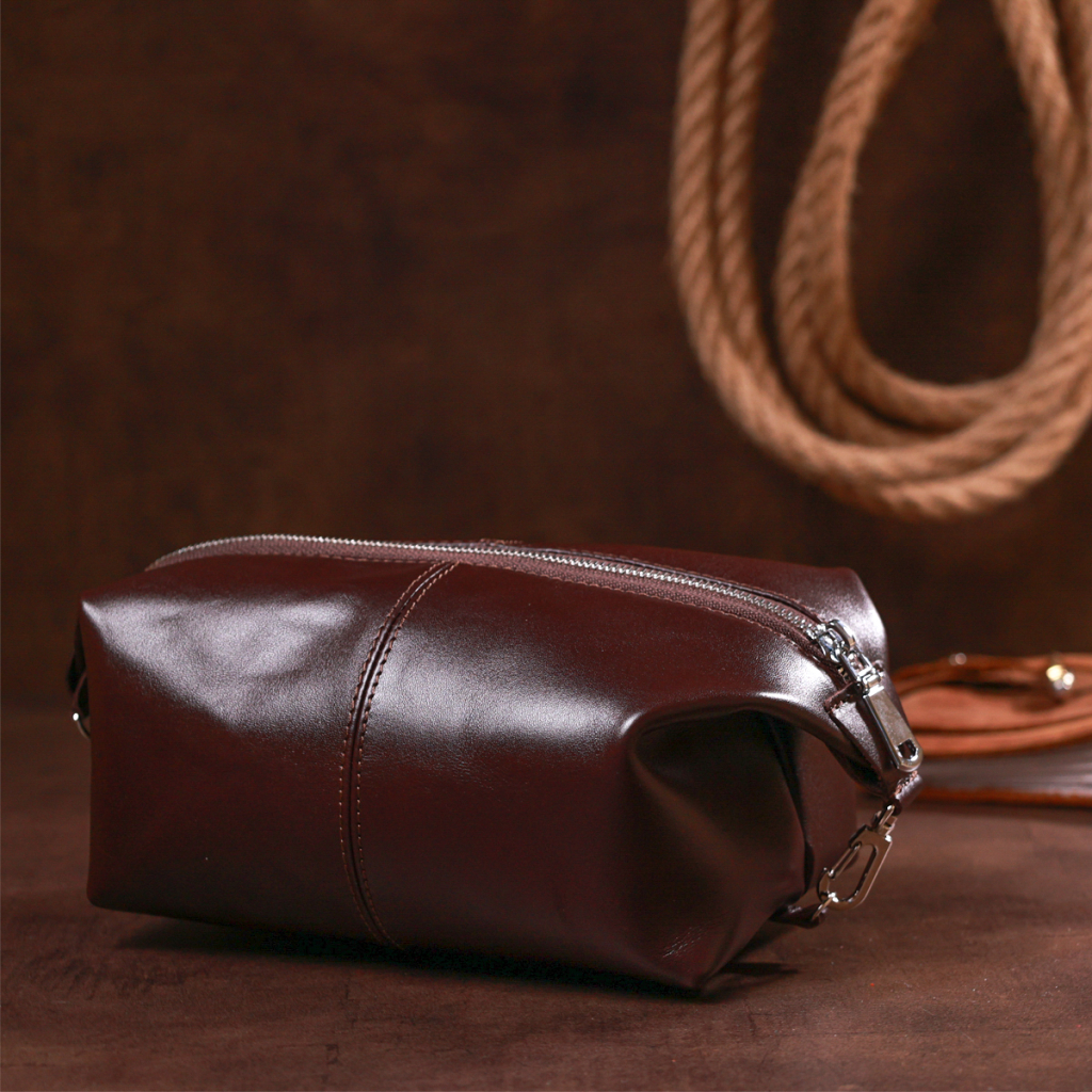 Косметичка Shvigel Шкіряна глянсова Коричнева (16407) - зображення 10