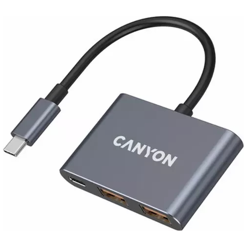 Концентратор Canyon hub DS-3 3in1 USB-C Dark Grey (CNS-TDS3) - изображение 2