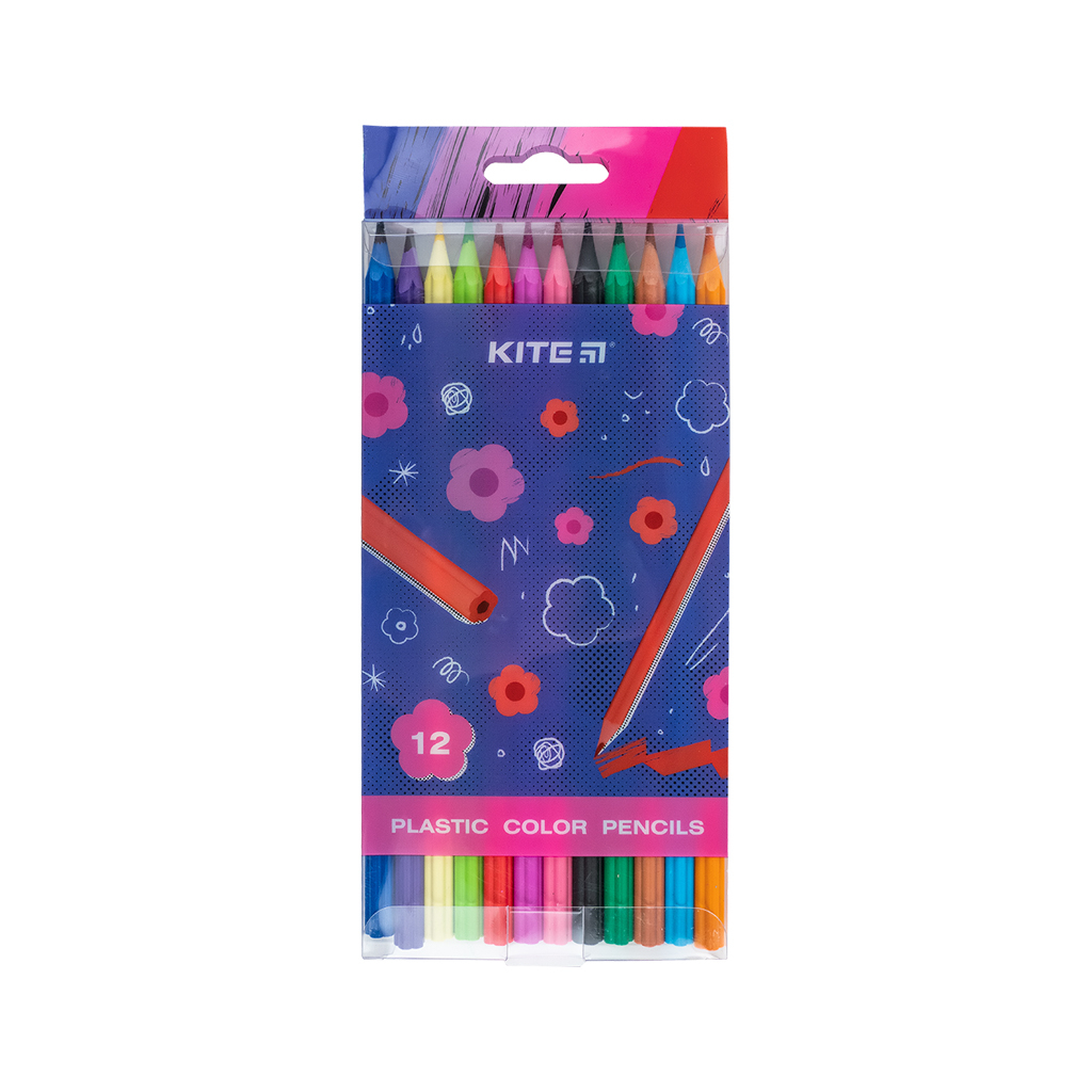 Олівці кольорові Kite Flower пластикові, 12 кольорів (K24-049-1) - зображення 1