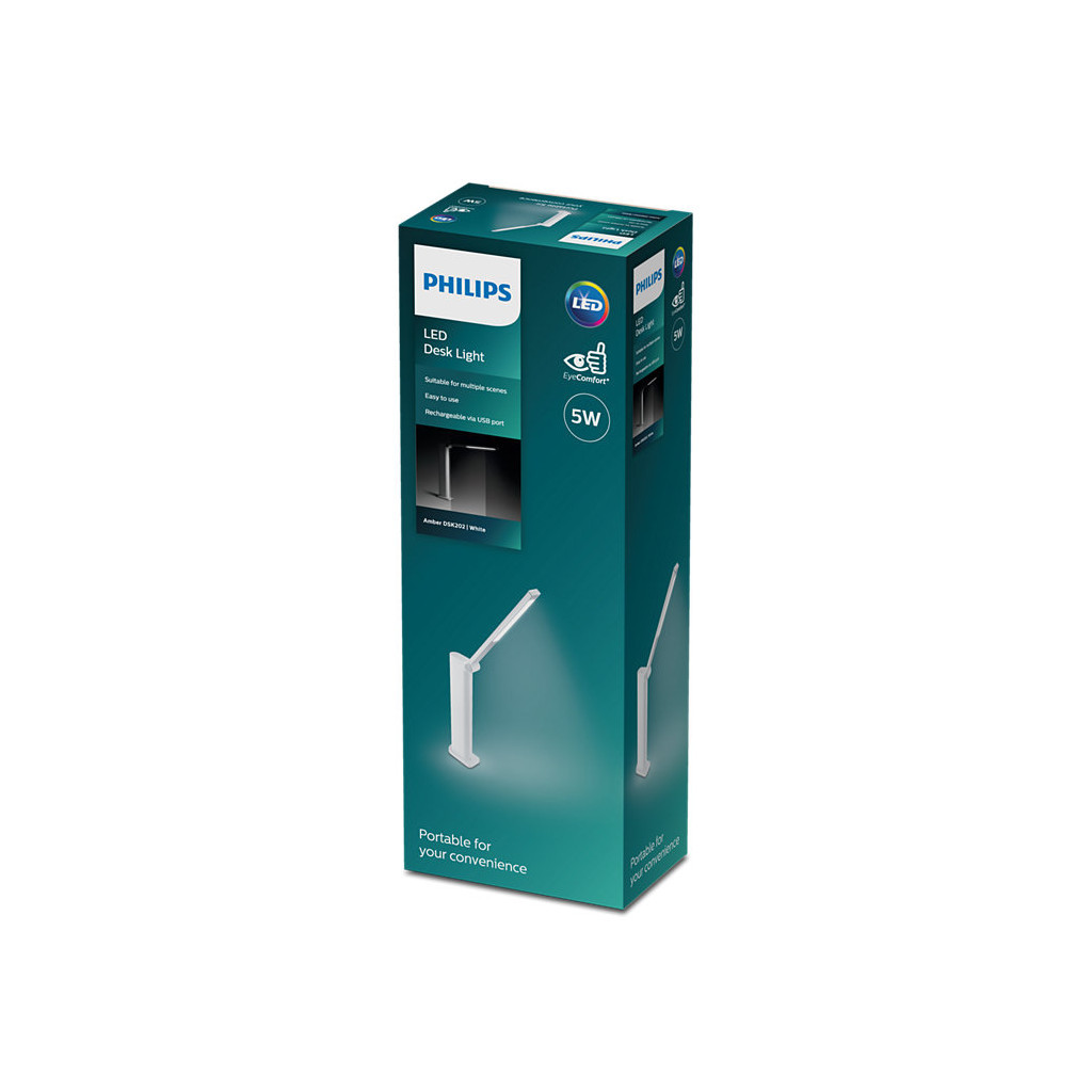Настільна лампа Philips LED Amber 5W, 4000K, 1800mAh (Lithium battery), білий (929003194507) - зображення 4