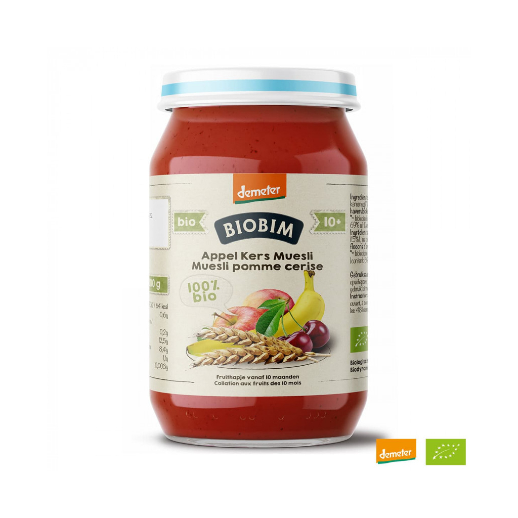 Дитяче пюре Biobim Яблуко Вишня Мюслі 250 г (8713445091152) - зображення 1