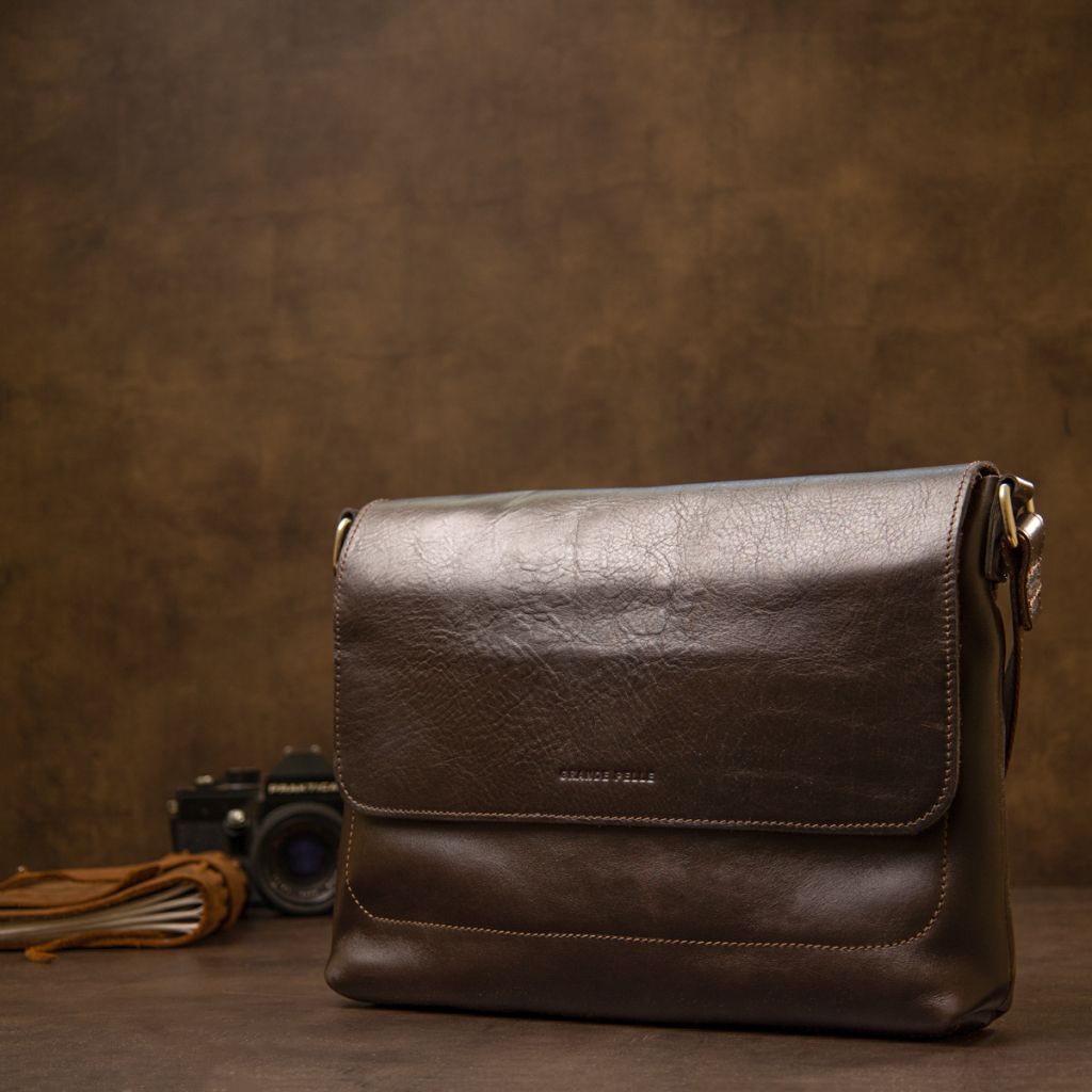 Сумка Grande Pelle Шкіряна чоловіча Коричнева (11430) - зображення 8