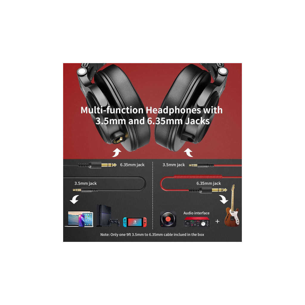 Навушники OneOdio A71 3,5мм/6,35мм Black/Red (A71 Red) - зображення 4