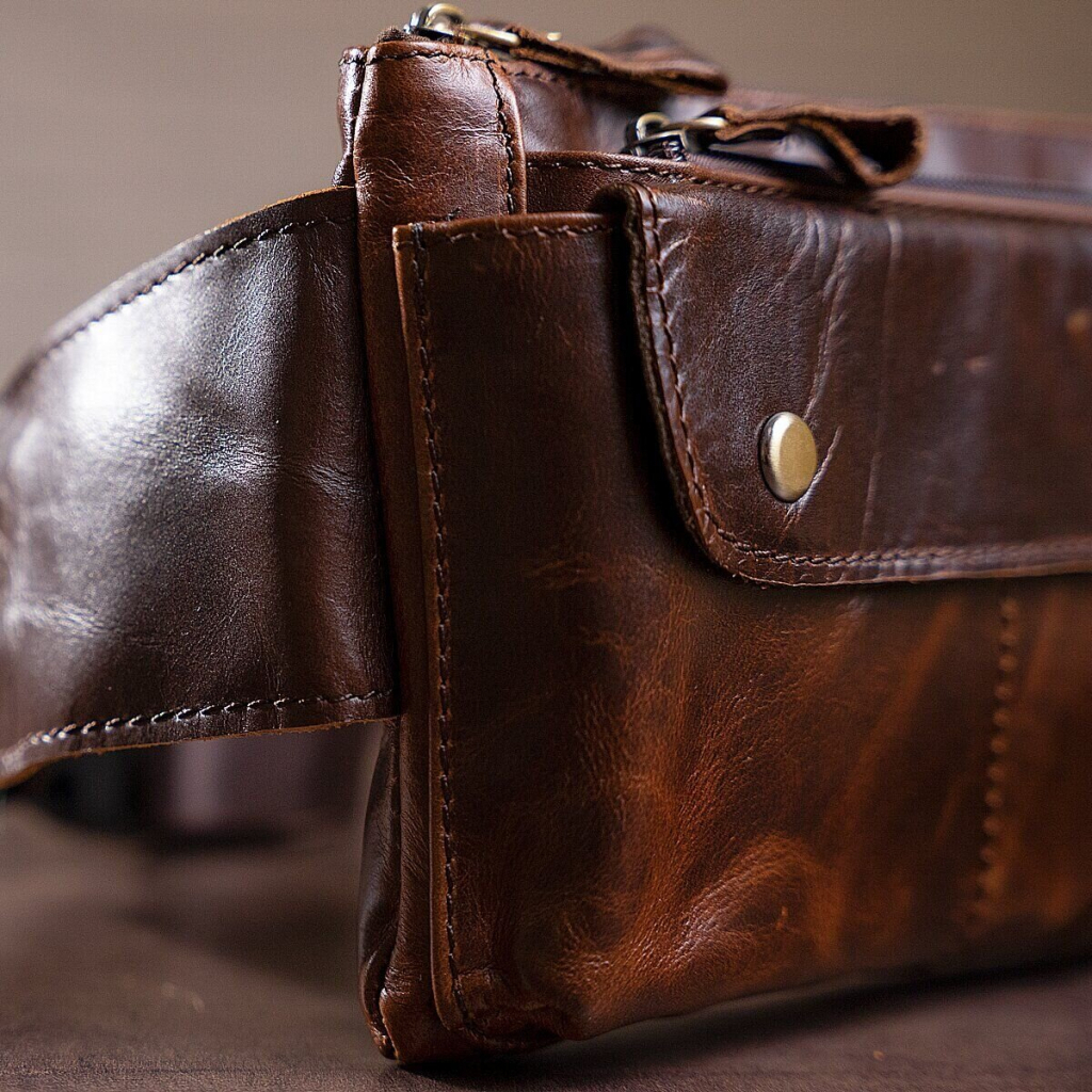 Сумка Vintage Поясна чоловіча Коричнева (14815) - зображення 9