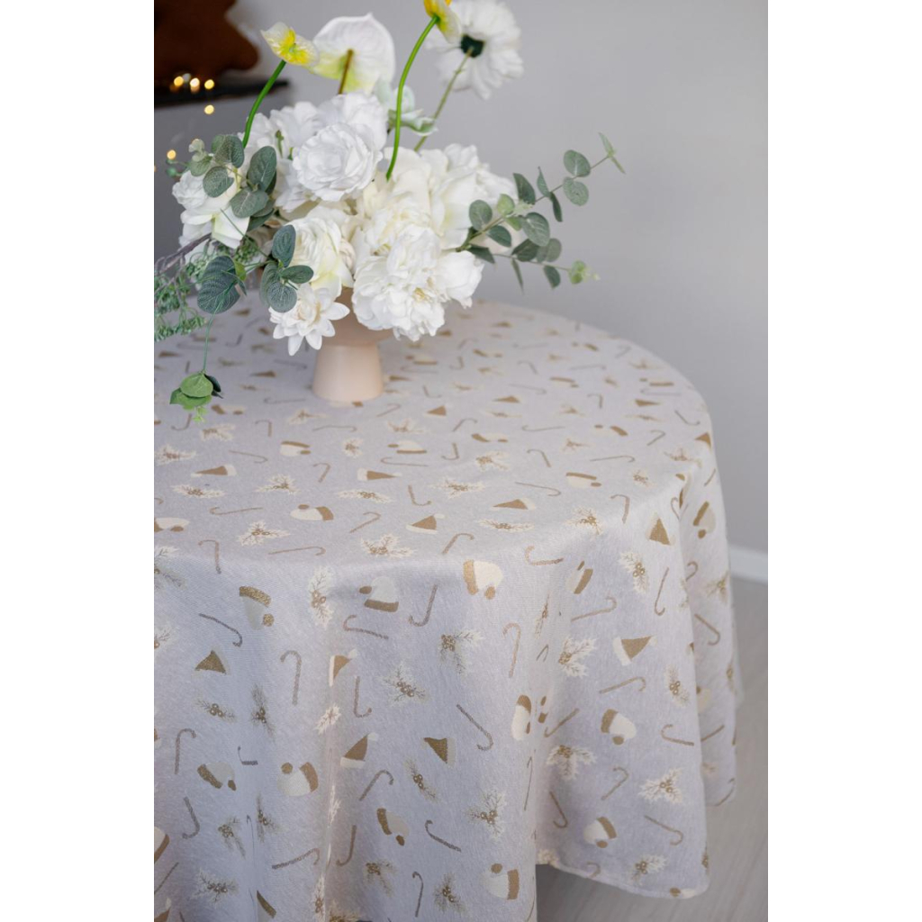 Скатертина Прованс Шапочки на бежевому Dх136 см (036814) - зображення 6