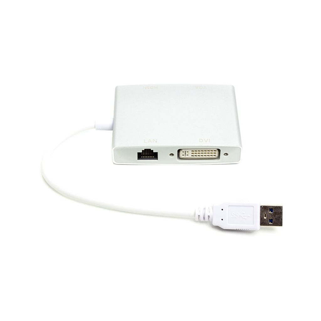 Перехідник USB 3.0 to HDMI, DVI, VGA, RJ45 Gigabit Ethernet PowerPlant (CA912087) - зображення 2