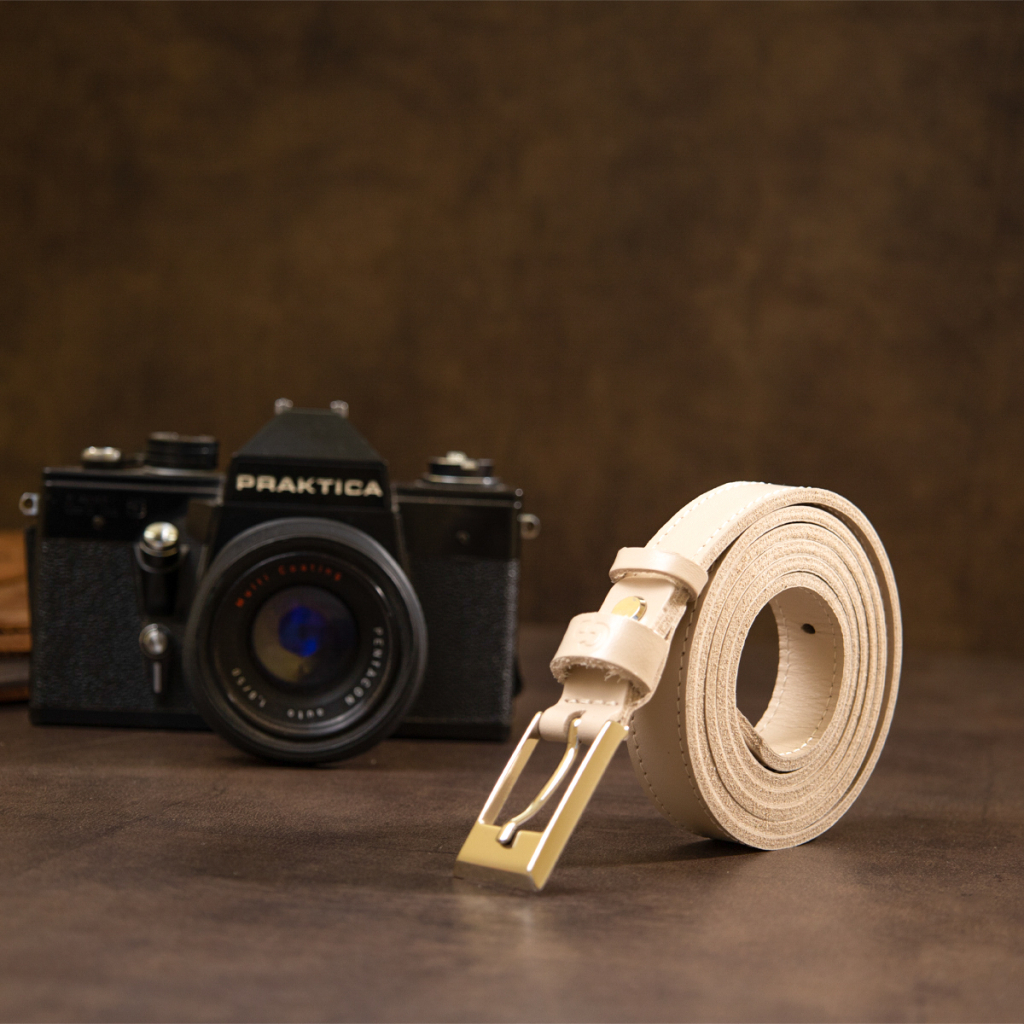 Ремінь Grande Pelle Тонкий жіночий шкіряний Бежевий (11447) - зображення 8