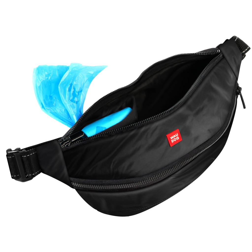Поясна сумка-бананка для собак WAUDOG Family зі знімним ременем 33x17x10 см чорна (56881) - зображення 4