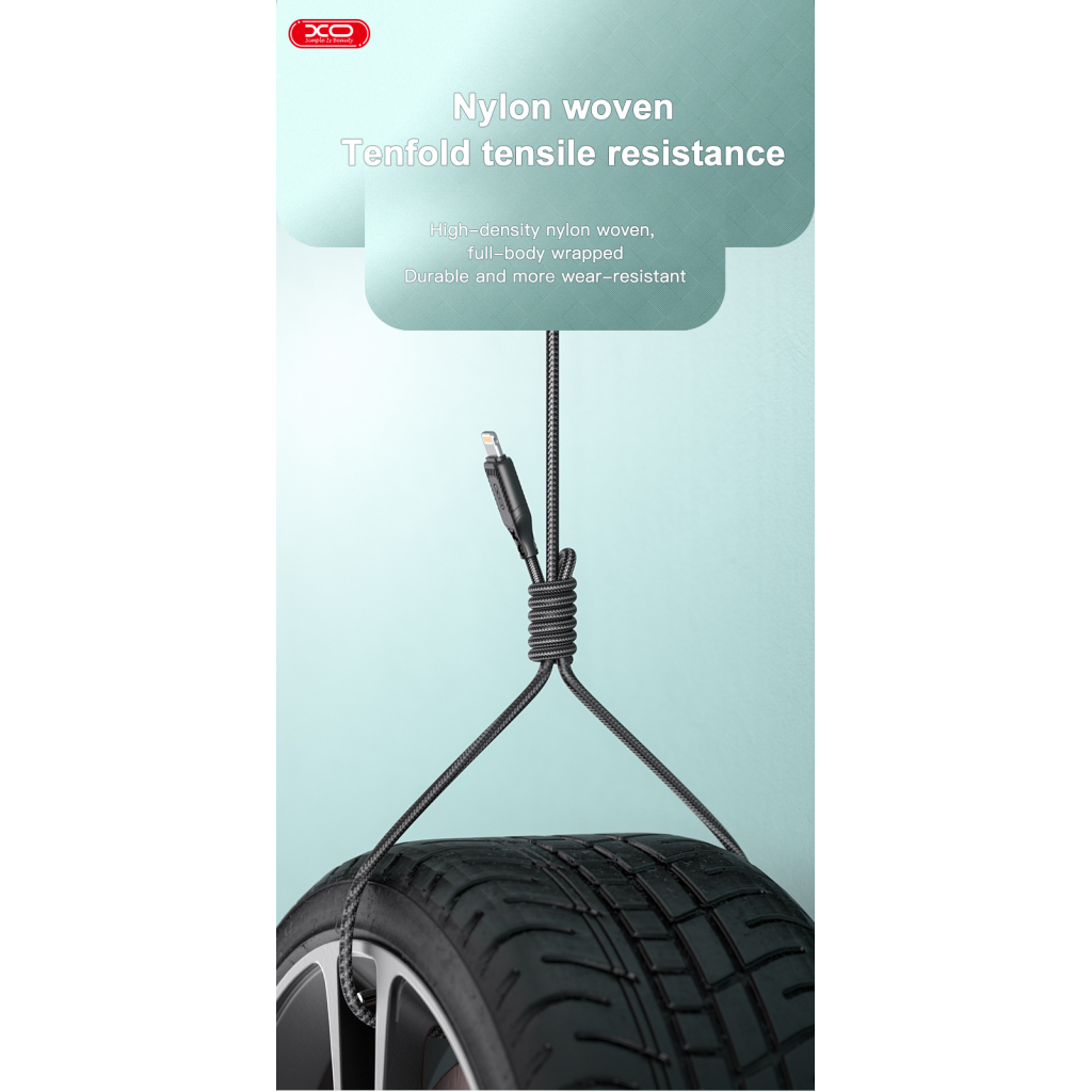 Дата кабель USB-C to USB-C 1.0m 60W braided XO (NBQ236B_White) - зображення 3