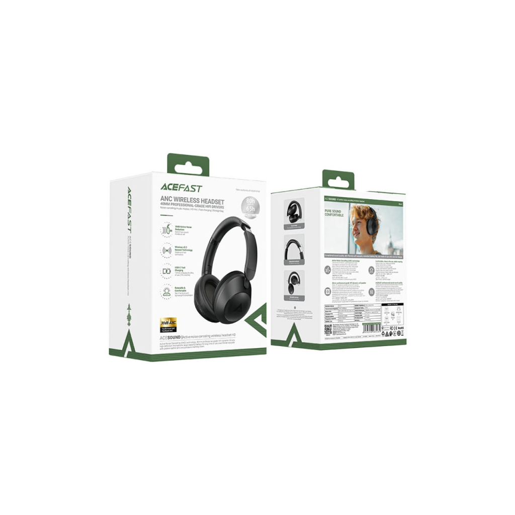 Навушники Acefast H3 ANC Bluetooth+3,5мм Black (6974316283485) - зображення 3