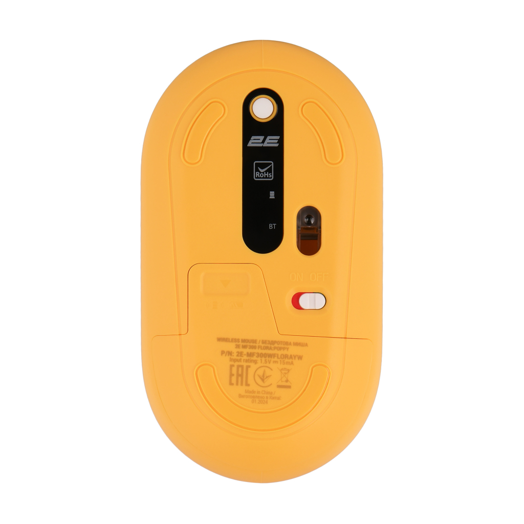 Мишка 2E MF300 FLORAPOPPY Silent Silent Wireless/Bluetooth Yellow (2E-MF300WFLORAYW) - зображення 2