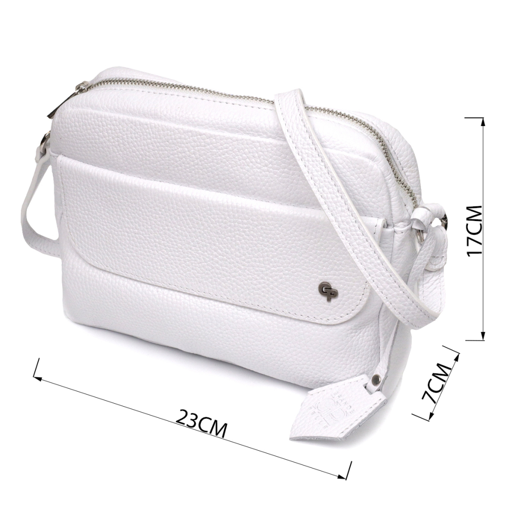 Сумка Grande Pelle Крос-боді з натуральної шкіри Біла (11650) - зображення 3