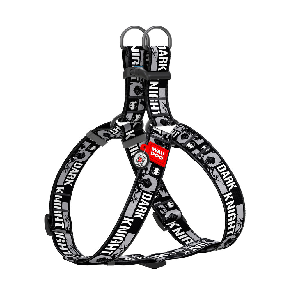 Шлея для собак WAUDOG Nylon з QR паспортом "Темний лицар" пластиковий фастекс XL (324-2011) - зображення 1